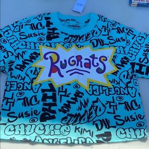 teal rugrats cropped graphic tee shirt